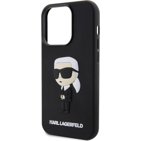 Karl Lagerfeld iPhone 14 Pro Max Hülle - Schwarze 3D-Gummihülle von Ikonik (1/5)