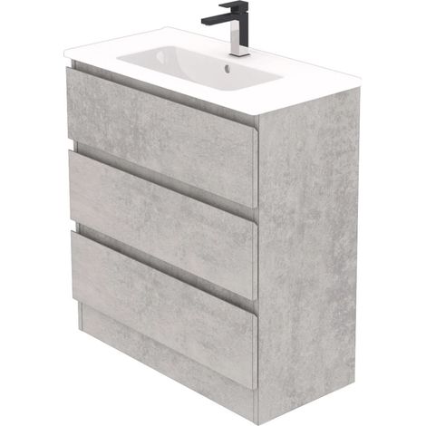 mobile bagno da terra "leonardo" 3 cassetti cemento, 78x39,5x85 cm (1/4)