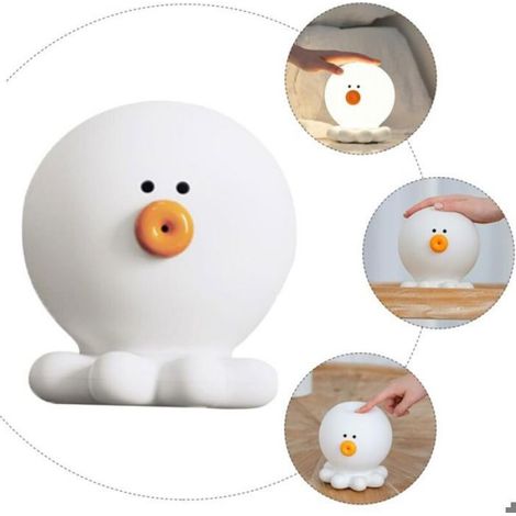 Veilleuse pieuvre en silicone - ® - Rechargeable - 7 couleurs - 13,4x13,4x15 cm - Contrôle tactile - Sans fil