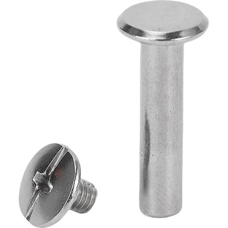Lot de 50 rivets à tête ronde plate M3.5 4,5 x 20 x 9 mm en acier inoxydable pour travaux du cuir et autres articles de maroquinerie. (1/5)