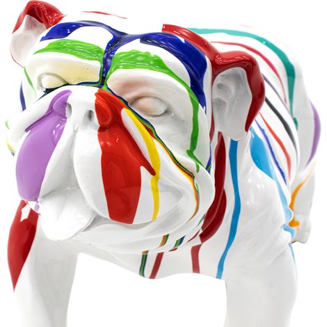Dekorative Bulldogfigur Größe M Kuatéh Thor aus Polyresin 61x32x38 cm Mehrfarbig