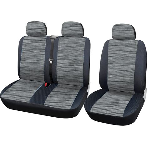 Woltu – Housse de siège camion universelle en tissu – 1+2 places – Protection complète avec fermeture éclair – Convient aux véhicules sans airbag latéral (1/4)