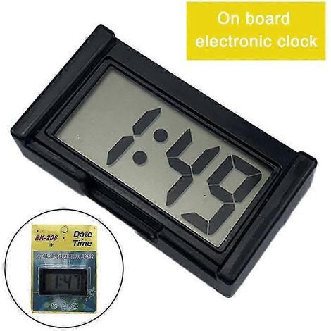 Horloge de tableau de bord de véhicule avec affichage numérique LCD électronique auto-adhésif et calendrier (1/4)
