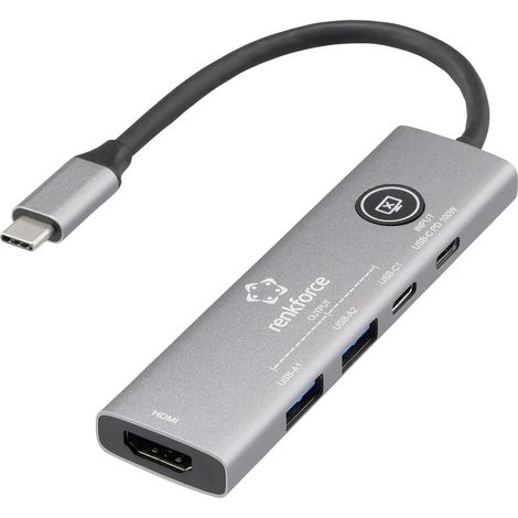 [NEUWERTIG] B-Ware Renkforce Dockingstation Dock Usb C Hdmi Buchse Grau Universal Macbook