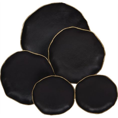 Arlow 5 Disc Wall Art - Aluminium/Metal - L15 x W82.5 x H88.5 cm - Black/Gold