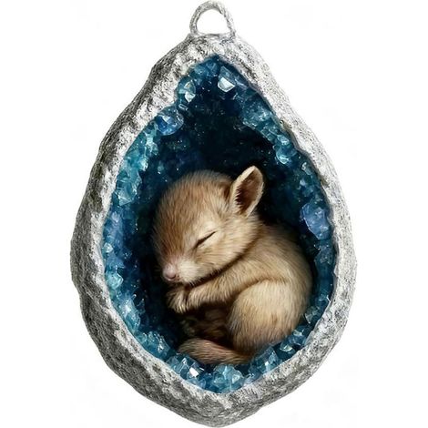 Bleu faux cristal animal décoration, écureuil coccinelle oiseau koala 2D suspendu décoration,F (1/5)