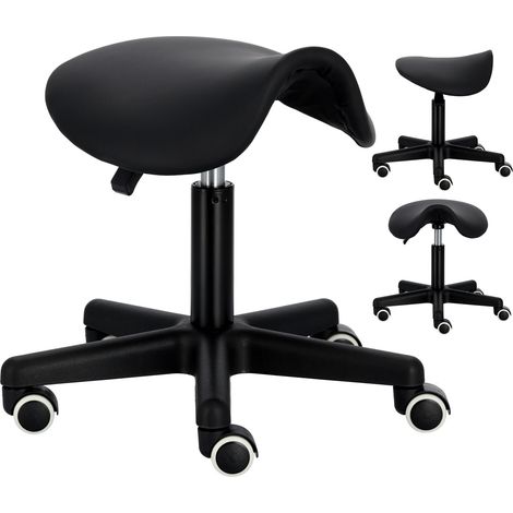 Schwarzer drehbarer Friseur- und Kosmetikhocker, mobiler Spa-Hocker (1/4)