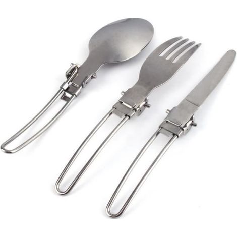 Ensemble de couverts pliants - Tbest - Acier inoxydable - Portable - Pratique - Hygiénique (1/3)
