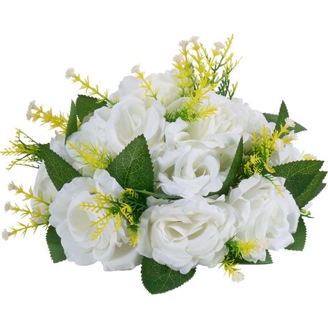Bouquet de 10 Boules Florales Artificielles, 240 mm, Centres de Table Mariage, Décoration Maison, Blanc (1/5)