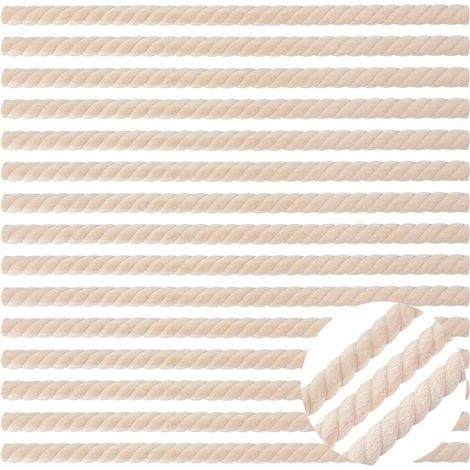 Lot de 24 moulures décoratives en bois torsadé avec perles, largeur 18 mm, plinthes de meubles en bois 3D non traité, pour salon, armoires, étagères, fenêtres et portes (1/5)