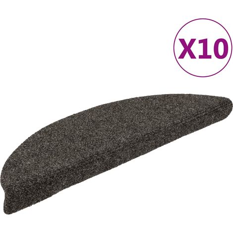 Marches d'escalier auto-adhésives, lot de 10, 56 x 17 x 3 cm, anthracite, semi-circulaires (1/5)