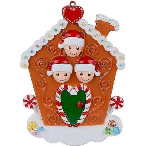 Décorations de Noël en résine, bonhomme de neige et famille, à suspendre au sapin, pour la maison, pour Noël et le Nouvel An (3 personnes). (1/5)