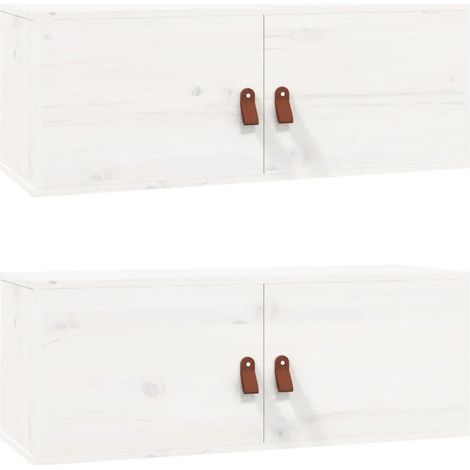 Conjunto de 2 armarios de pared funcionales de diseño rústico 80 x 30 x 30 cm en madera de pino blanco 020048382 (1/5)