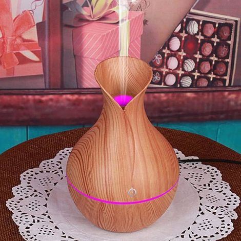 Diffuseur Aromatique - Humidificateur Ultrason - Pour Bureau Salon Chambre - Bois - 300 ml - USB (1/4)