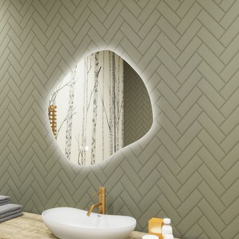 Espejo de baño LED Artforma, 84x74, Interruptor táctil, Antivaho , LED Dual, Espejo Romboidal (1/5)