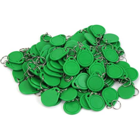 (Lot de 100 Étanche ABS 13,56 MHz MF Classic 1K Iso14443 a NFC RFID Jeton, RFID KeyFob, Étiquette RFID, Vert