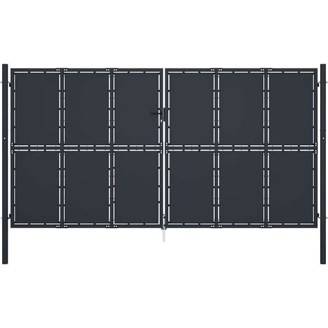 Portail de jardin en acier 400 x 175 cm anthracite