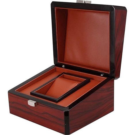 Scatola porta orologi organizer, scatola portaoggetti in legno premium a griglia singola, scatola regalo per gioielli e bracciali (1/5)