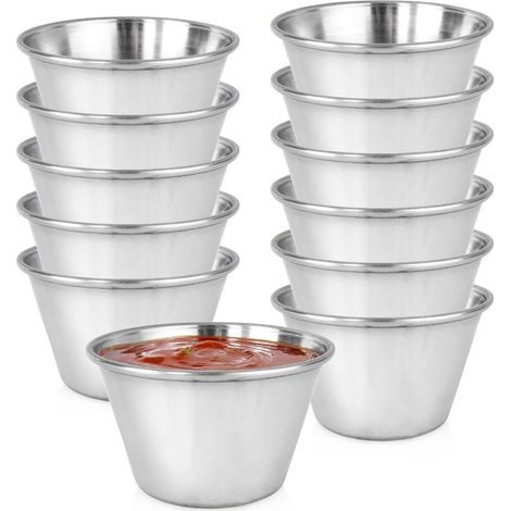 Stainless Steel Dipping Bowls Set, 60 ml, 12 Pieces (1/5)