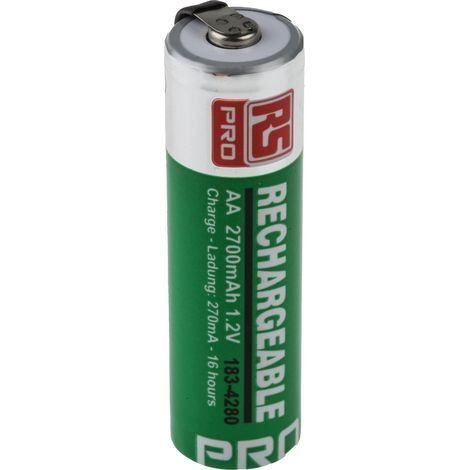 Batterie AA rechargeable 2.7Ah sortie Cosses RS PRO, NiMH, 1.2V ( Prix pour 1 ) (1/3)