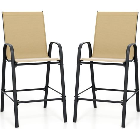 Outdoor-Barhocker-Set, hohe Rückenlehne und Armlehnen, Tragkraft 150 kg