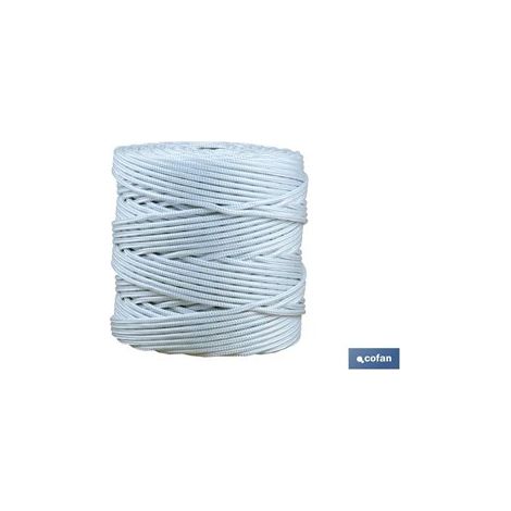 Bobine de cordon poly tressé 5 mm 200 Mts blanc (1/3)