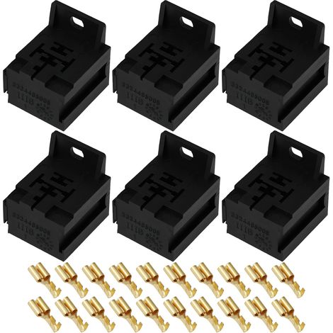 Lot de 10 Supports de Relais Automobiles 5 Broches 36 X 33 X 24 Mm avec Connecteurs 6,3 Mm pour Relais 12/24 V 30-80 A (1/5)