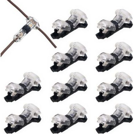 10 pièces Connecteur en T 1 broches pour fil electrique 20/22 AWG Voiture Étanche Connecteur Électrique - sans soudure en fils câble Voiture LED éclairage connecteur etanche Cosses et kits (1/5)