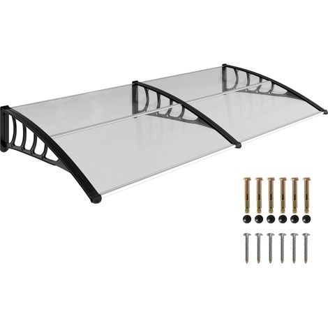 Persiana exterior de 200 x 96 cm, fabricada en policarbonato y aluminio, para ventanas y puertas de balcón, en color negro y transparente.