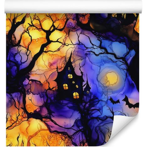 Carta da parati effetto inchiostro blu, oro, blu navy e nero 50x1000 cm (1/5)