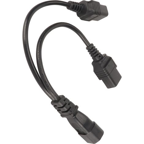 Câble d'alimentation répartiteur en Y IEC320 C14 vers double C19, 10 A, 250 V, 32 cm (12,6 po) (1/4)