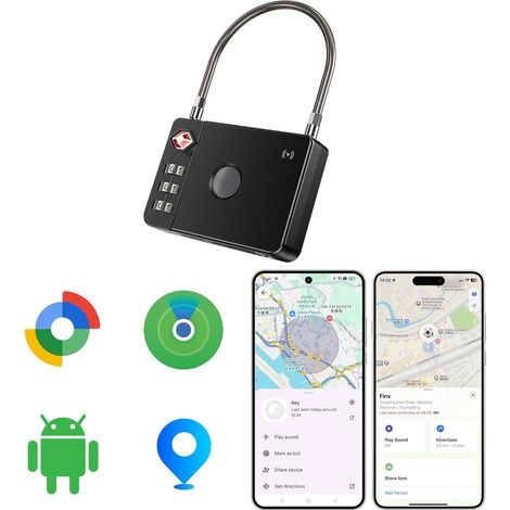 Cadenas TSA avec Traceur Bluetooth sans Abonnement, Code à 3 Chiffres, Compatible avec “Localiser” ou “Localiser”, pour Valise, Bagage, Sac à Dos et Mallette (1/5)