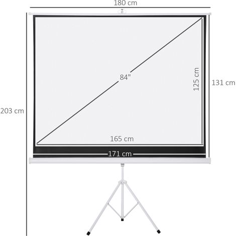 84-Zoll Projektionsleinwand mit Stativ, 4:3, 171 x 131 cm, faltbar, weiß OKMYHOME (1/5)