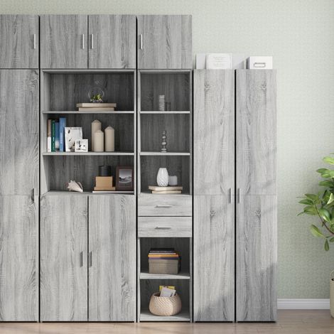 vidaXL Slim Storage Cabinet Grey Sonoma 40x42,5x225 cm Engineered Wood (1/5)
