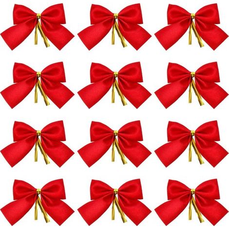 Nœuds de Noël - 12 pièces - Décoration de Noël pour l'intérieur - Décoration de Sapin de Noël - Petits nœuds de Noël - Ambiance de Noël - Christmas - Pour Fête de Noël, Sapin de Noël, Intérieur, Brico (1/5)