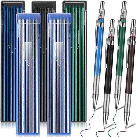 Crayon de soudeur avec 60 recharges rondes, marqueur métallique pour les ouvriers du bâtiment, soudeurs et plombiers. (1/5)