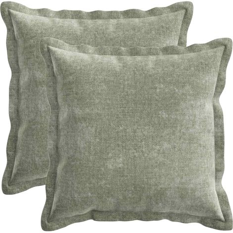 Housse de coussin 2 pc HOUTEN Vert 50 x 50 cm Tissu Chenille vidaXL (1/5)