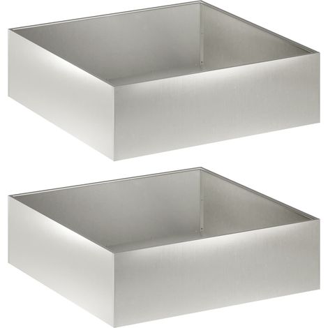 Garden Planter 2 pcs Silver 80 x 80 x 30 cm Stainless Steel vidaXL