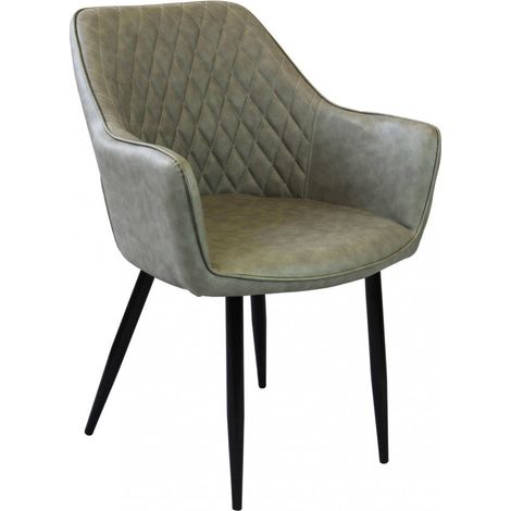 Sedia poltrona da interno con struttura in metallo e seduta larga imbottita rivestita in ecopelle Chair XL - Brown (1/5)