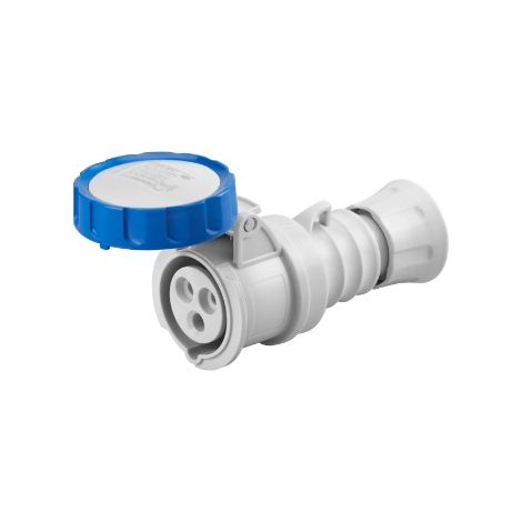 Gewiss Straight Connector HP 2P+E 16A 200–250V IP66/IP67/IP68/IP69 Blue 6H Screw Wiring