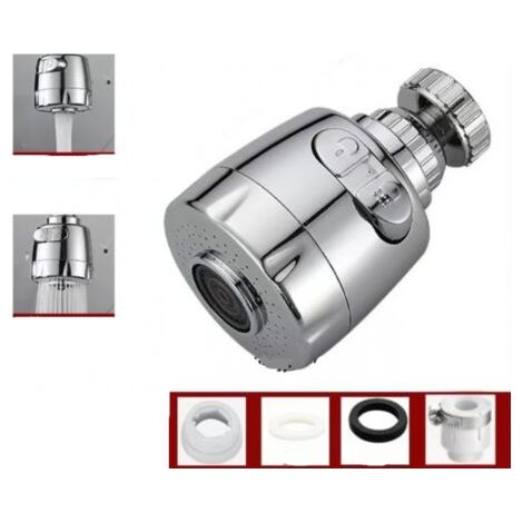 QORVA-Aérateur de robinet, bec de robinet de cuisine rotatif à 360°, bec de robinet à 2 modes de débit d'eau, universel et facile à installer, adapté à la plupart des robinets traditionnels (1/5)