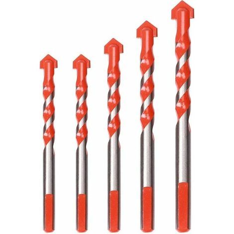 Lot de 5 Foret Carrelage Verre,Foret Gres Cerame,Foret Diamant, Mèche pour carrelage, 6 mm,8 mm,10 mm,12 mm Forets multi-matériaux pour céramique,béton,carrelage,brique,verre, plastique et bois (1/5)