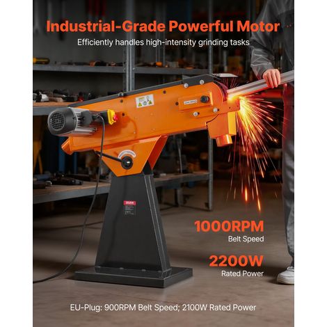 Ponceuse à Bande 7,62x200,7 cm Ponceuse à Bande Abrasive 2100 W Machine de Ponçage pour Travail du Bois Métaux, 900 tr/min avec Ang… (1/5)