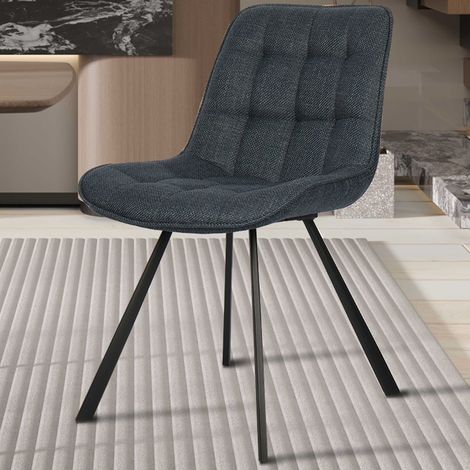 Chaise Ariba en tissu bleu foncé avec pieds en métal - 80 x 51 x (1/5)
