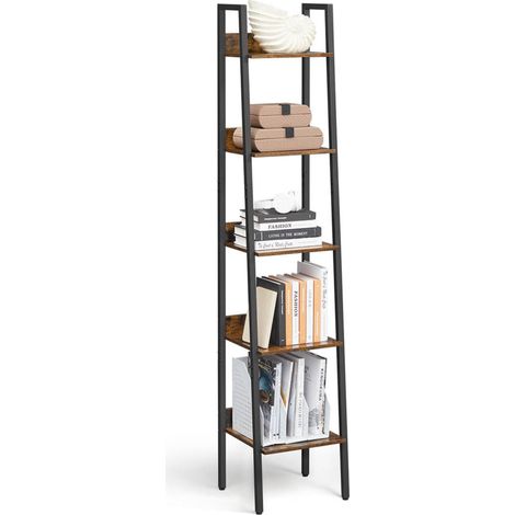 Libreria a 5 ripiani mobile contenitore indipendente per soggiorno camera da letto cucina struttura in acciaio facile da montare 33,8 x 30 x 170 cm marrone 120005740
