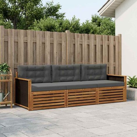 vidaXL Set di divani da esterno 3 pcs Naturale e Antracite (1/4)