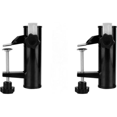 2 pezzi - Morsetto per ombrellone - Supporto per ombrellone - Supporto per ombrellone da balcone - per asta di diametro 38 mm - Nero - Metallo - Appositamente progettato per balcone (1/3)