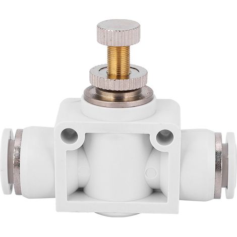 2 Pièces Blanc Vanne de Réglage de Débit d'Air Raccord Rapide Connecteur d'Étranglement pour Outil Pneumatique 6mm (1/5)