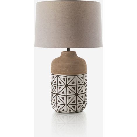 Lampada da tavolo con base in ceramica e paralume Fioriva B