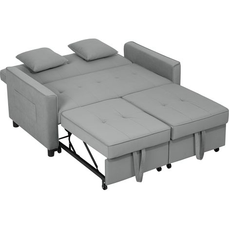 Canapé 4-en-1, canapé, tissu, gris, réglable, canapé-lit, avec, coussins, housse, pour le, salon, la, chambre (1/5)